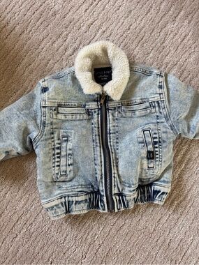 Little Bipsy Light Wash Sherpa Collar Denim Jacket - Light Blue